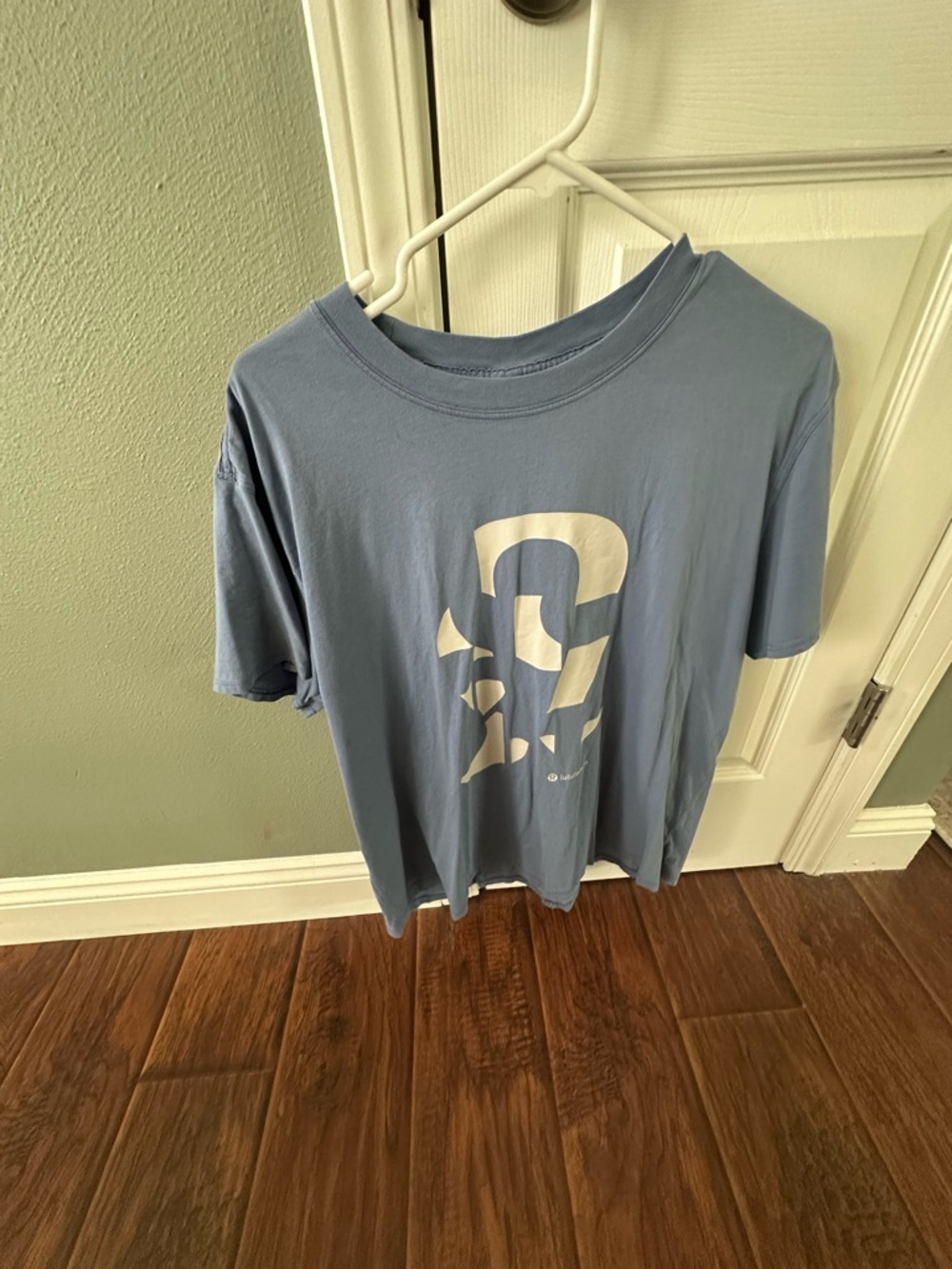 lululemon athletica light blue graphic tee